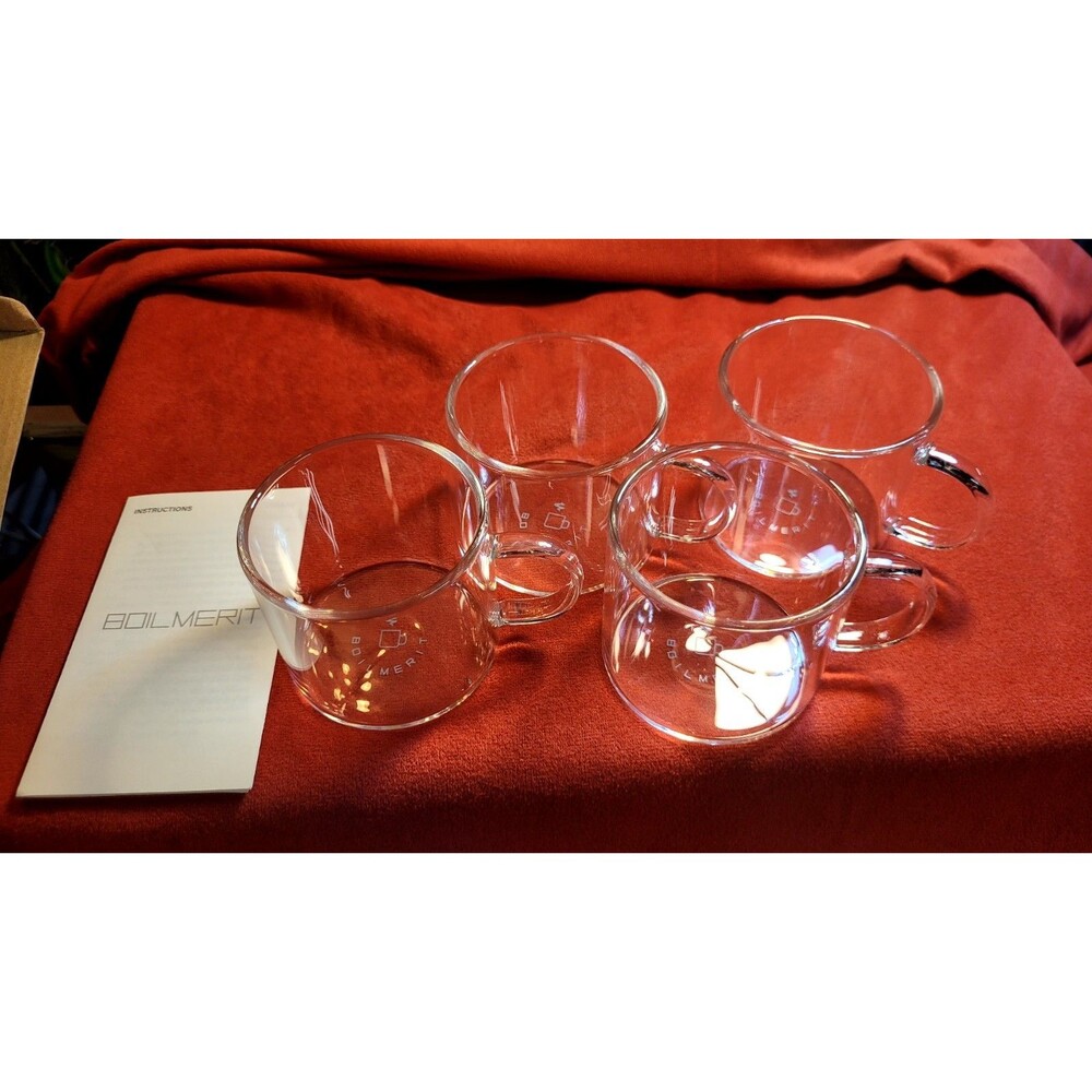 4 Pc Set Boilmerit High Borosilicate Glass Espresso Coffee Cups